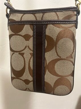 Coach  Tan and Brown Signature Messenger Bag